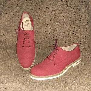 J.D. FISK-Loafers-Red Canvas Lace-Up Loafers-Sz 9-Excellent